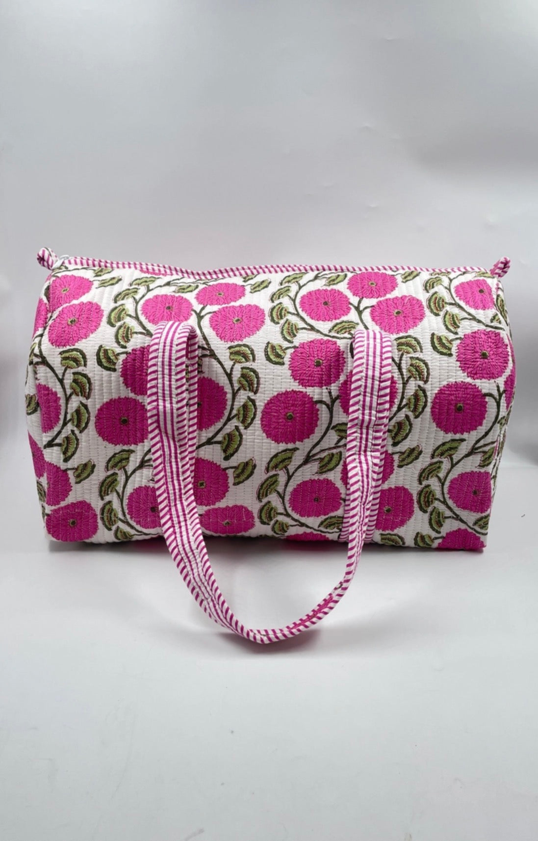 Pink & White Floral Duffle Bag