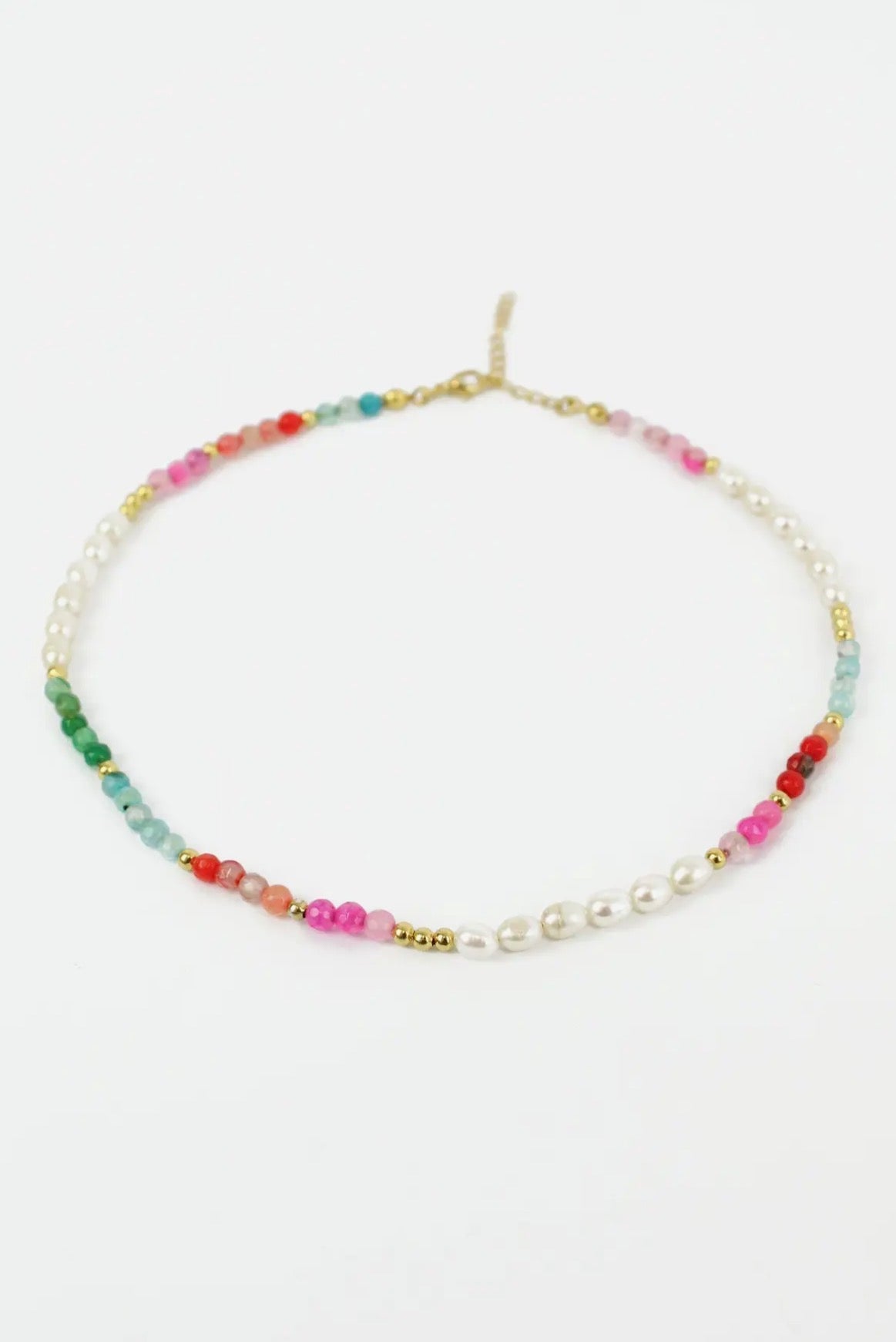 Pearl & Rainbow Bead Necklace
