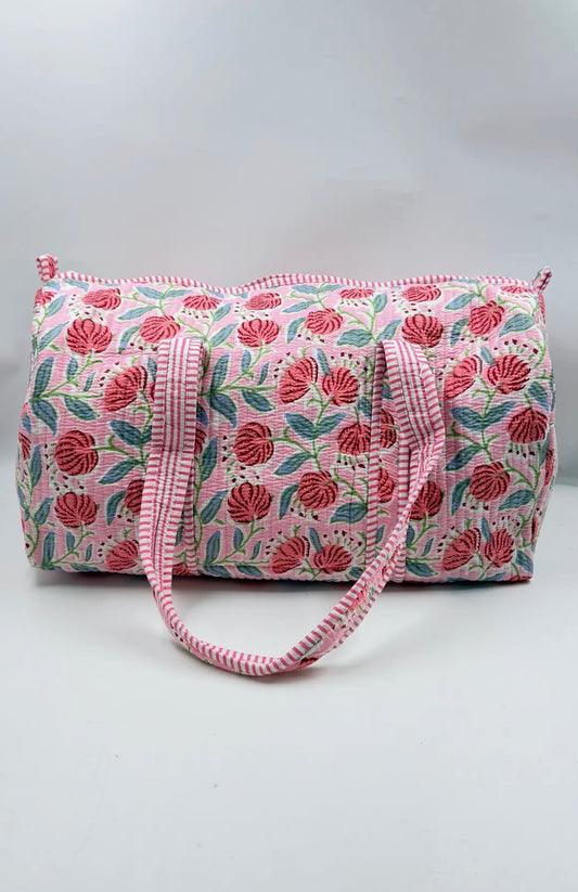 Pink Floral Duffle Bag