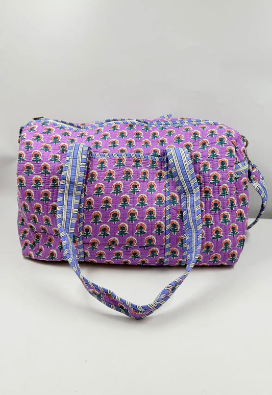 Purple Floral Duffle Bag (with removable shoulder strap)