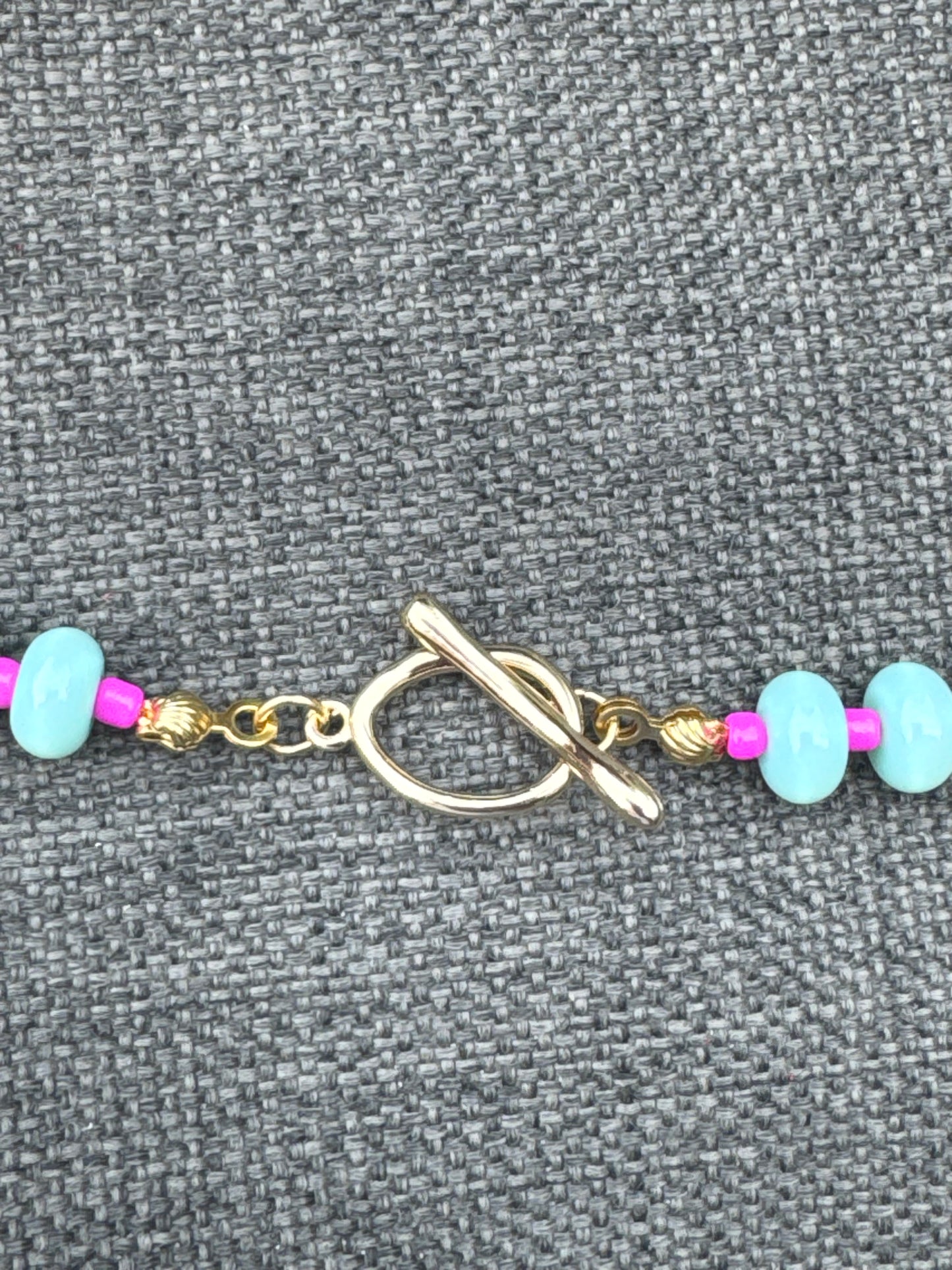 Teal & Wren Beaded Necklace- Turquoise & Pink