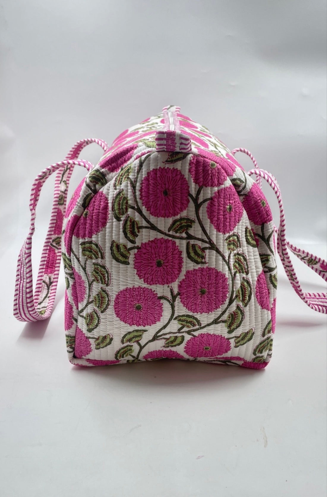 Pink & White Floral Duffle Bag