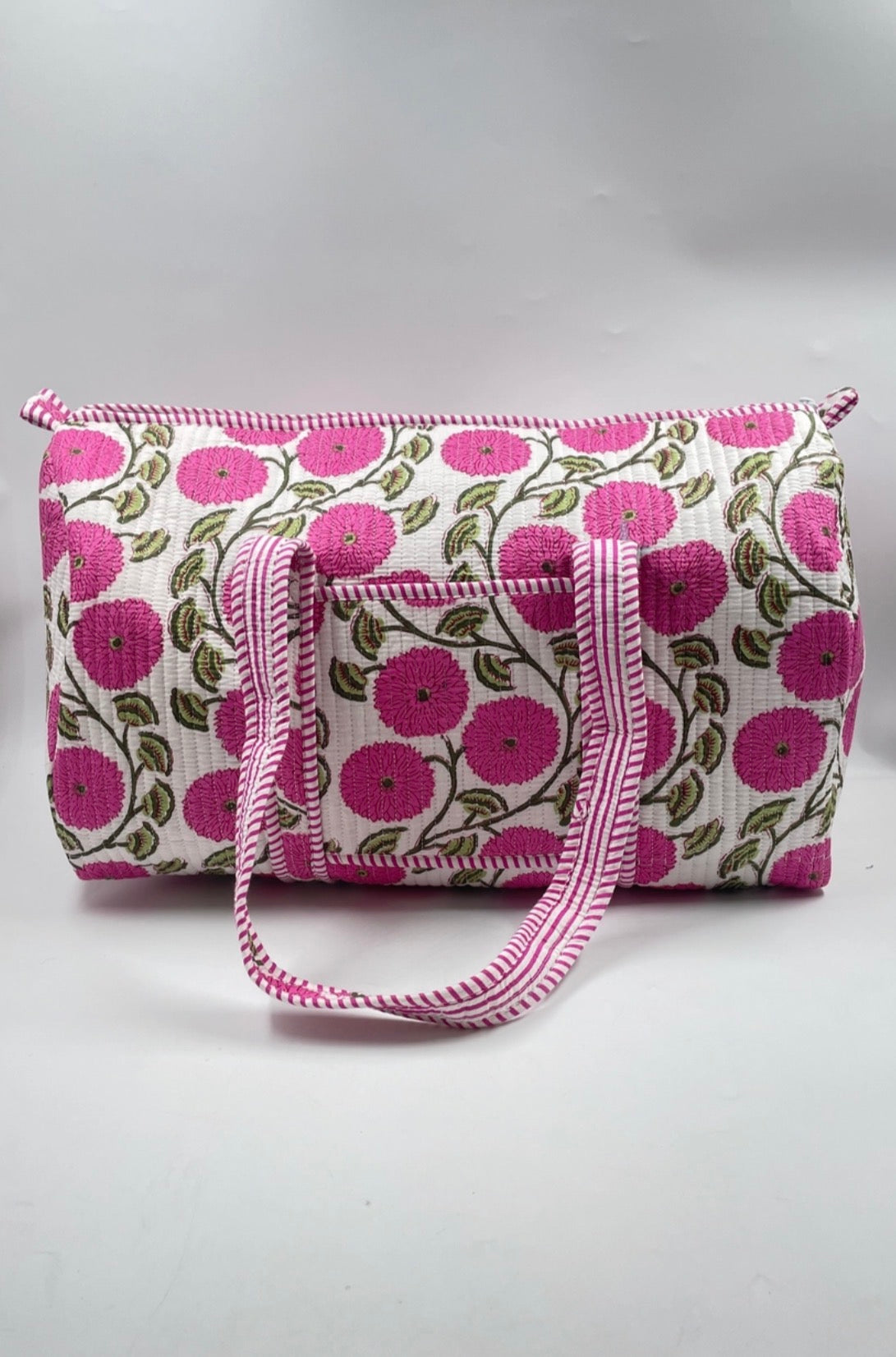 Pink & White Floral Duffle Bag