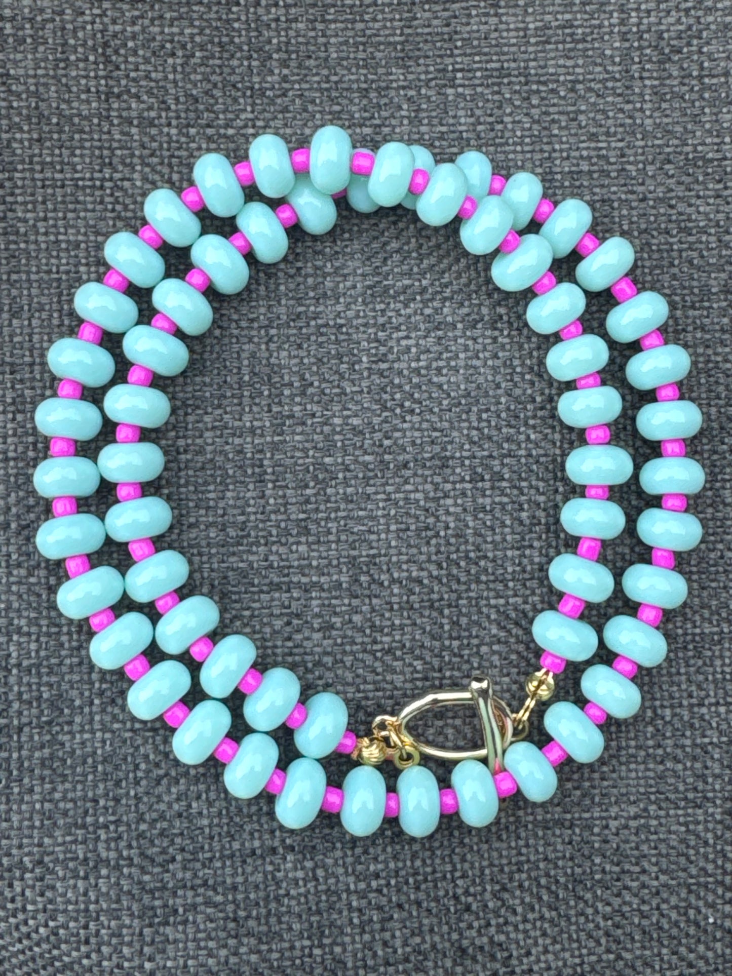 Teal & Wren Beaded Necklace- Turquoise & Pink