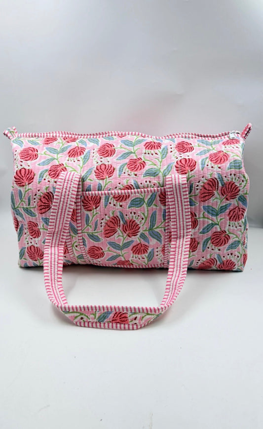 Pink Floral Duffle Bag