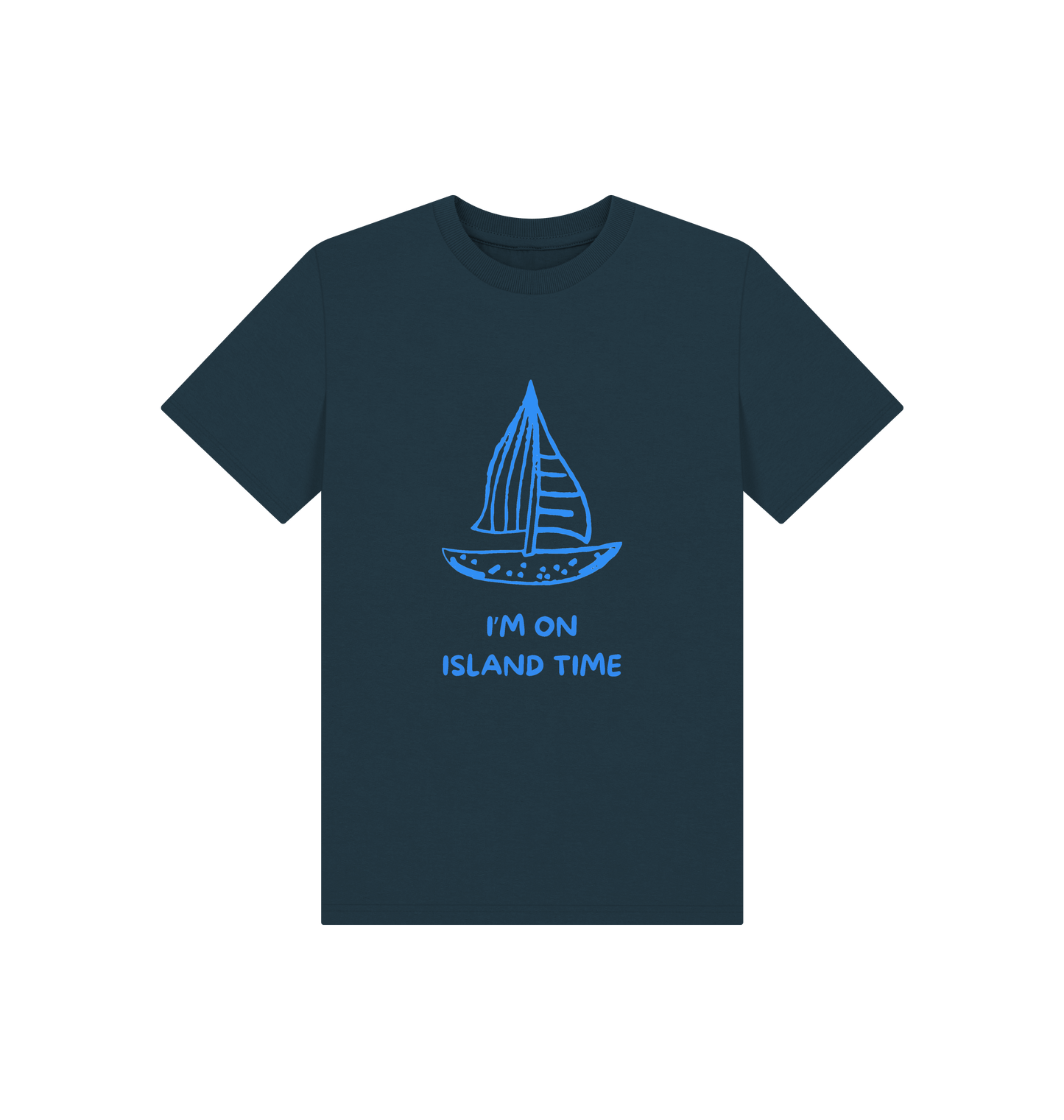 Denim Blue Printed Kids T-Shirt Front
