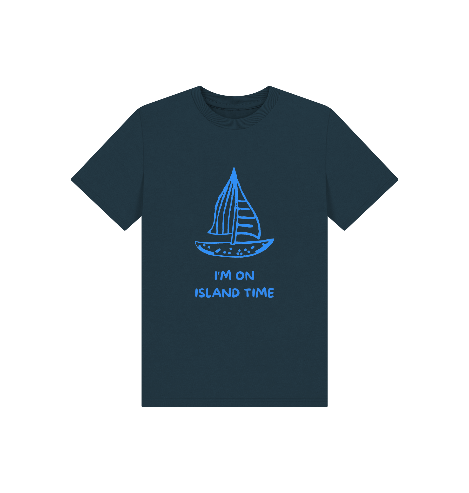 Denim Blue Printed Kids T-Shirt Front