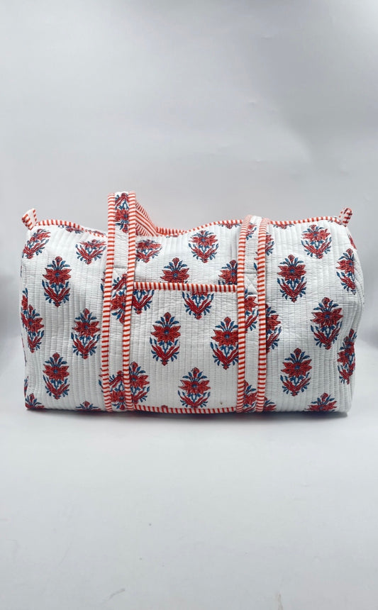 Orange & White Duffle Bag
