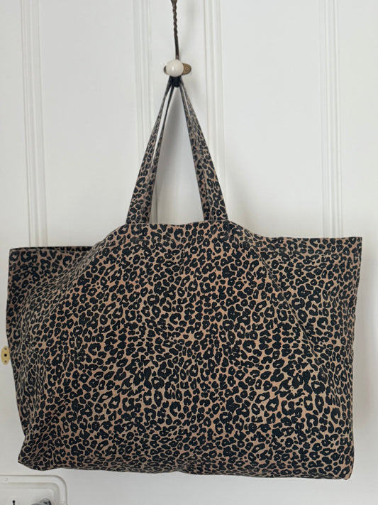 Oversized Leopard Print Tote