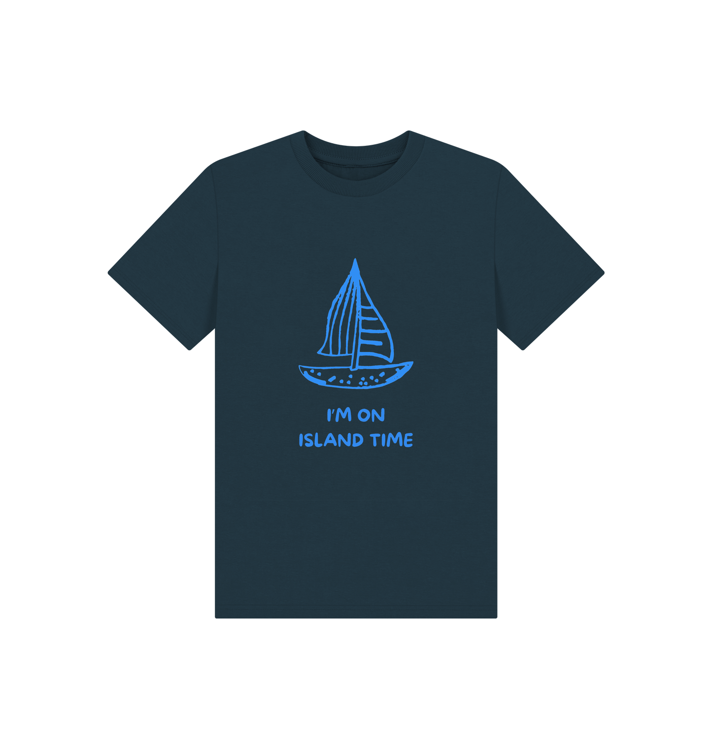 Denim Blue Printed Kids T-Shirt Front