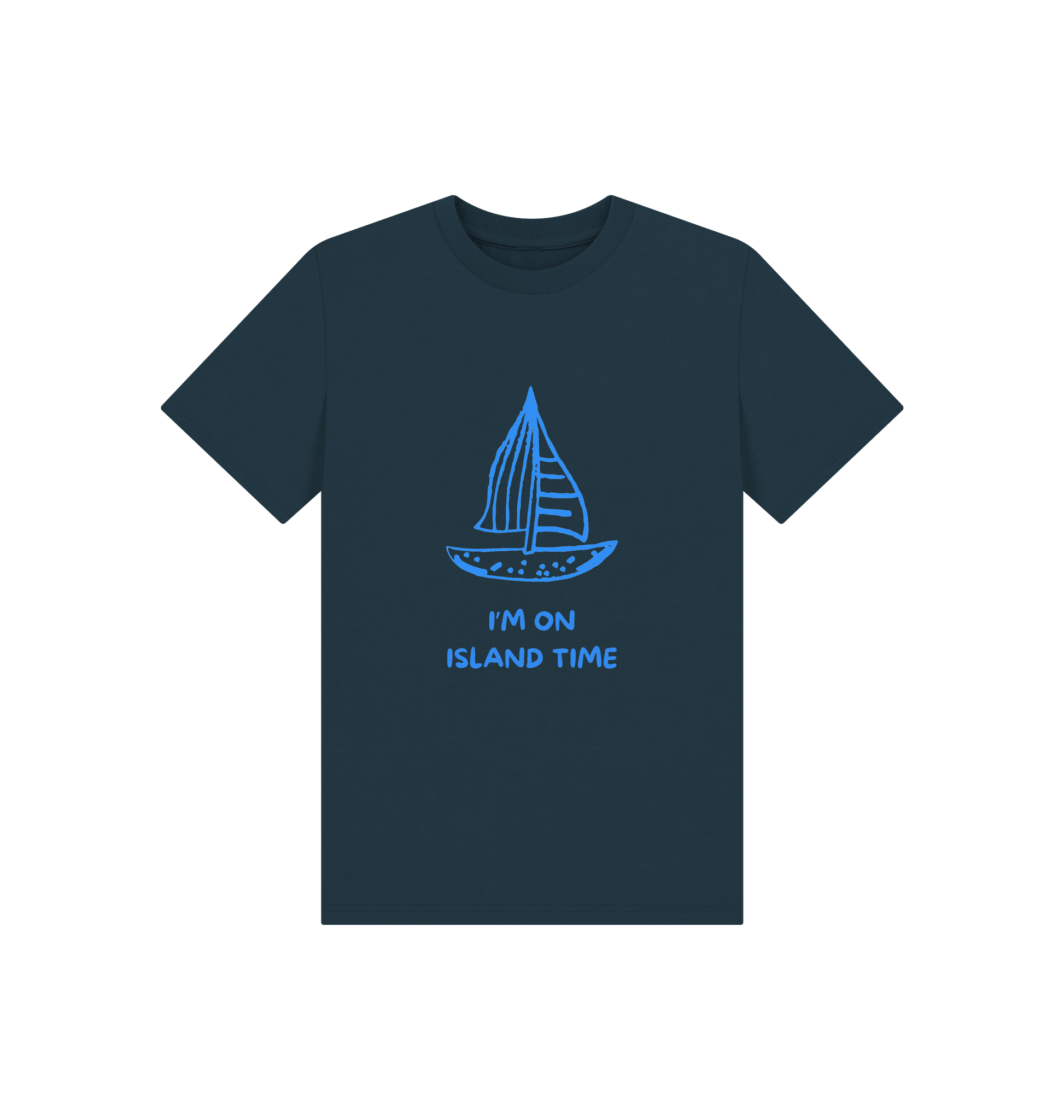Denim Blue Printed Kids T-Shirt Front