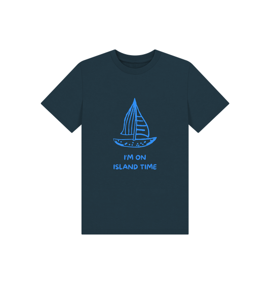 Denim Blue Printed Kids T-Shirt Front